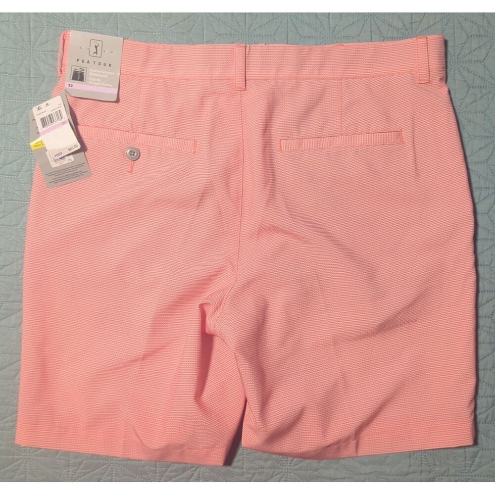 PGA Tour Shorts (2 PR) Mens 32 Grip Waist Moisture Wicking UPF 50 Coral Blue NWT - Picture 3 of 8